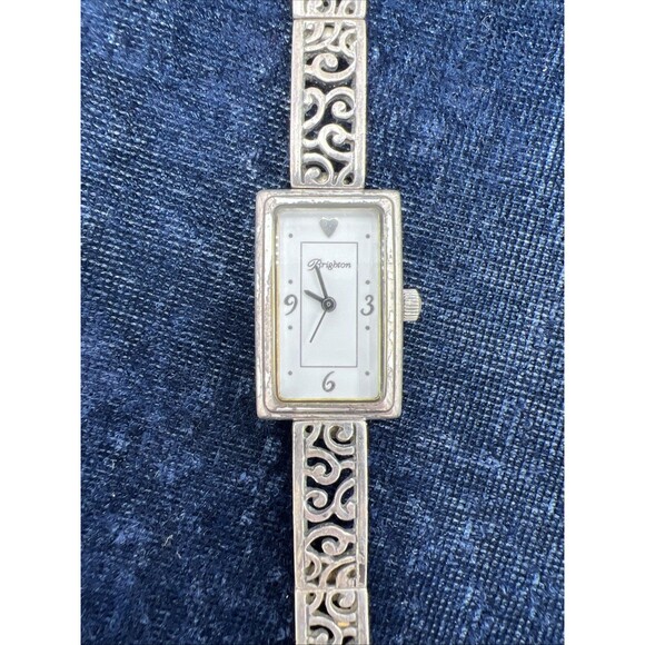 Brighton Watch Nice Scroll Silver Tone Links Chain Adjustable Toggle Heart Works - Picture 1 of 6